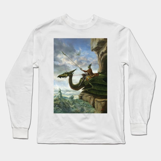 Dragon Rider Long Sleeve T-Shirt by AlanLathwell